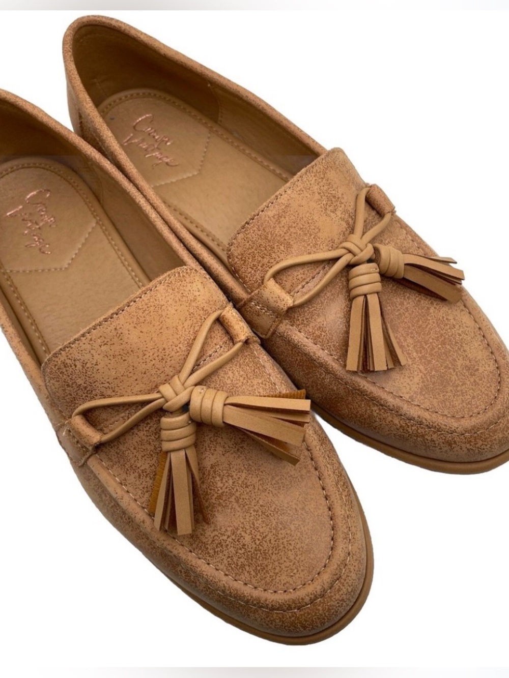 Crown Vintage Tan Tassel Loafers - Women's Slip-On Flats